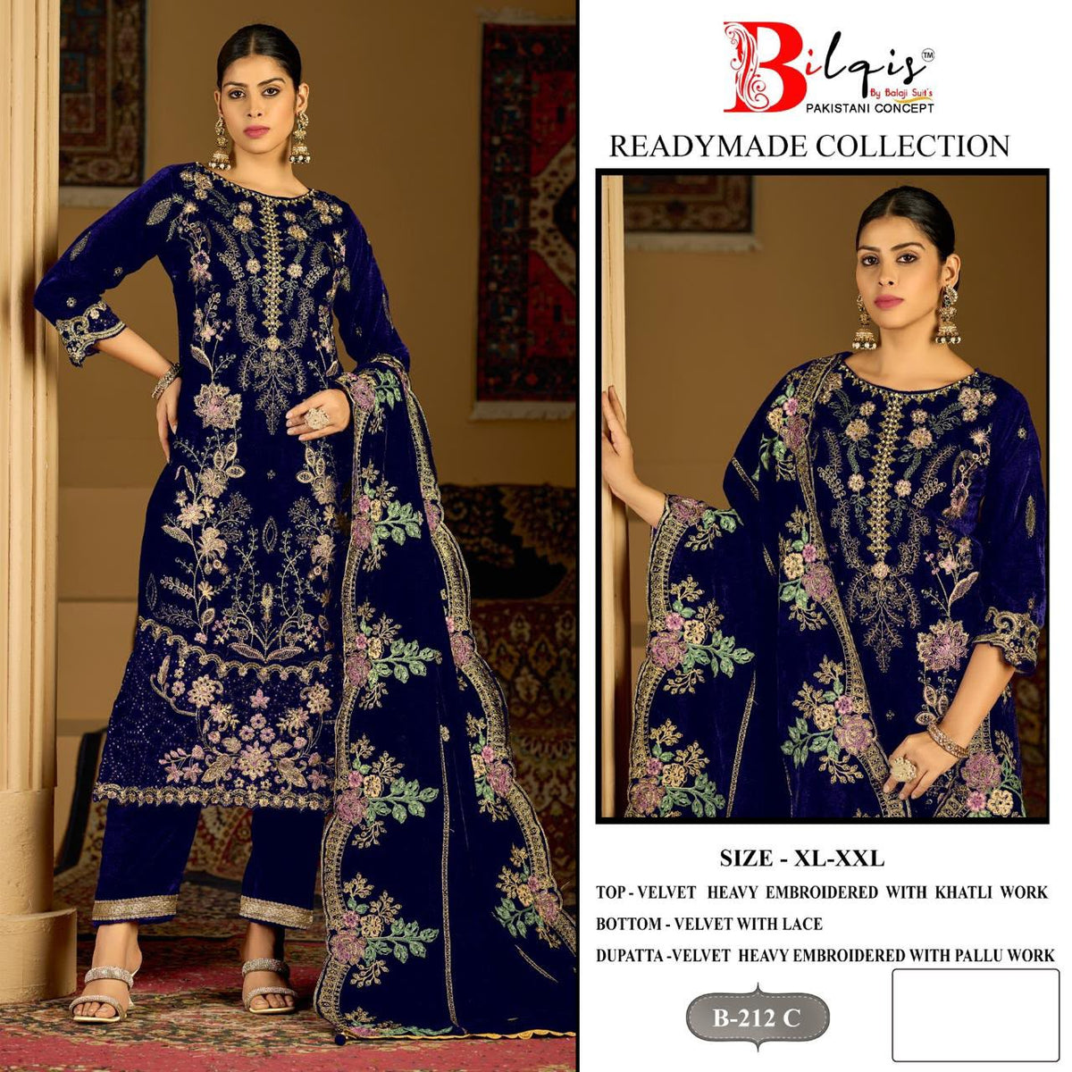 B 212 A To D Bilqis Readymade Velvet Suits Supplier Ahmedabad