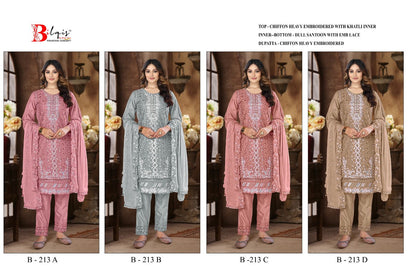B 213 Bilqis Chiffon Pakistani Salwar Suits Wholesale