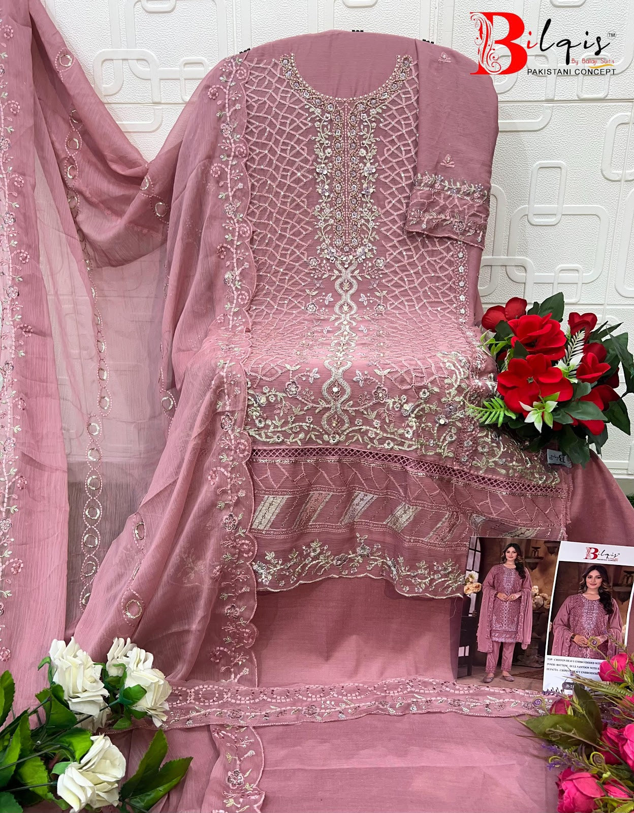 B 213 Bilqis Chiffon Pakistani Salwar Suits Wholesale
