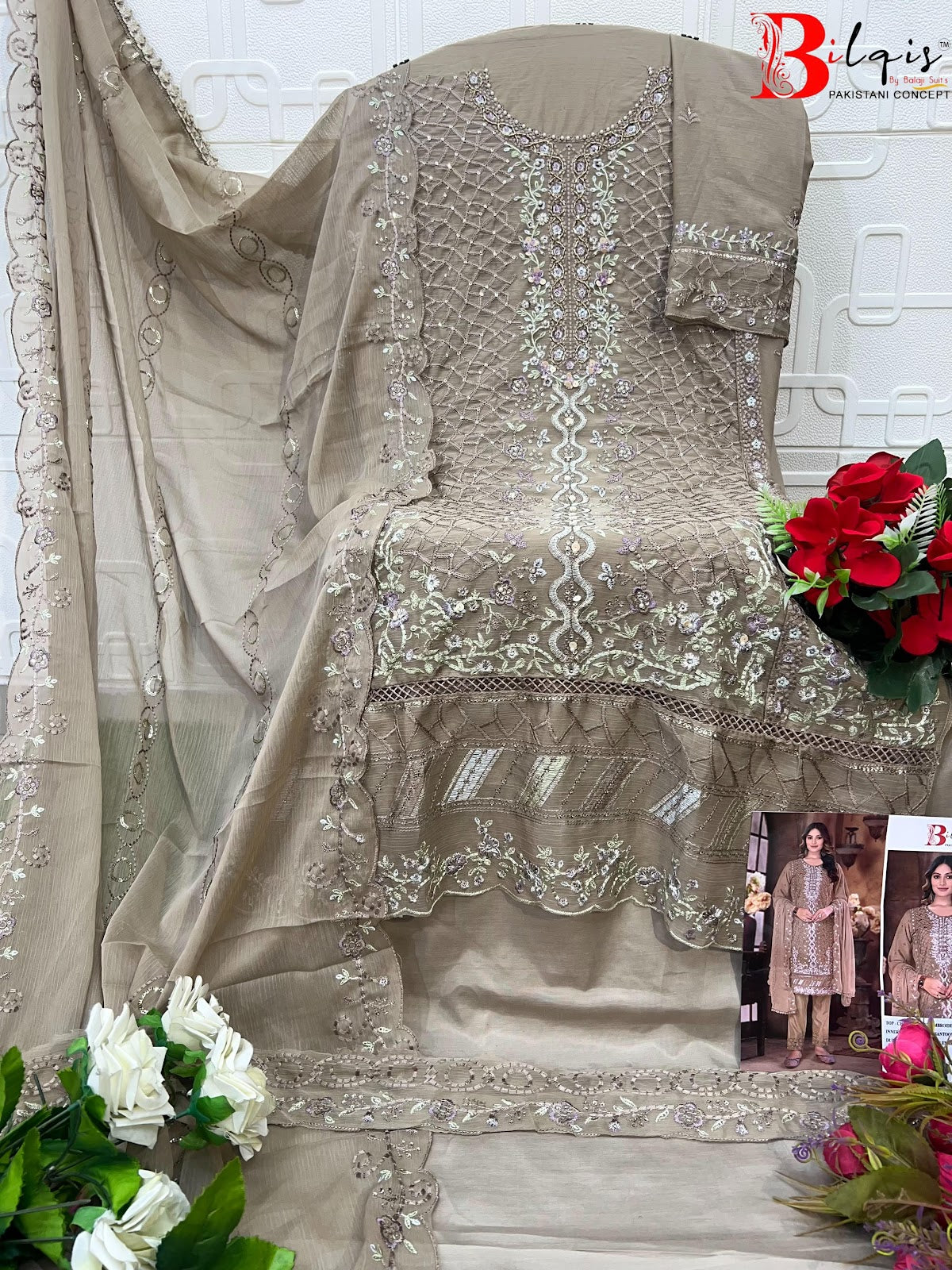 B 213 Bilqis Chiffon Pakistani Salwar Suits Wholesale