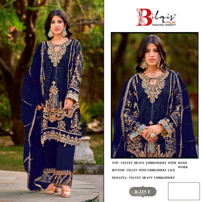 B 215 E To H Bilqis Velvet Suits Wholesaler India