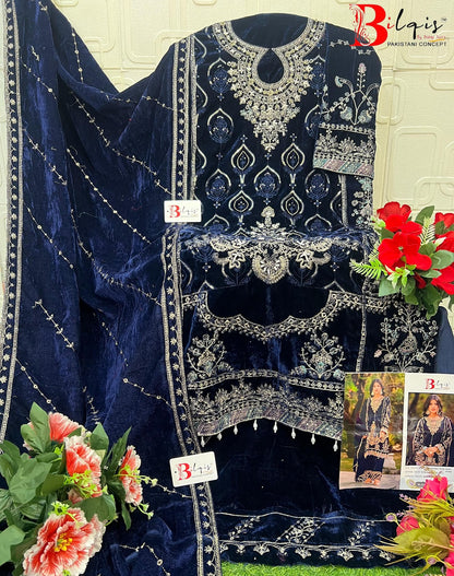 B 215 E To H Bilqis Velvet Suits Wholesaler India