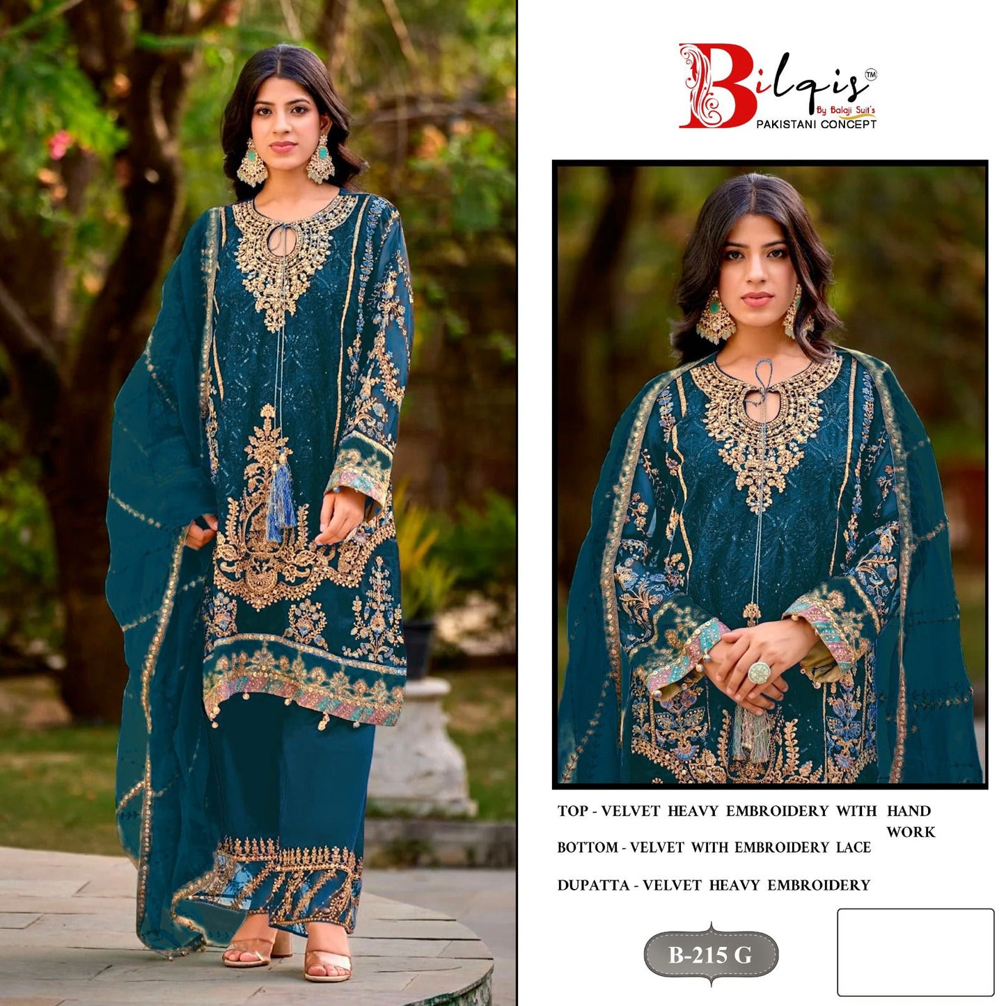 B 215 E To H Bilqis Velvet Suits Wholesaler India