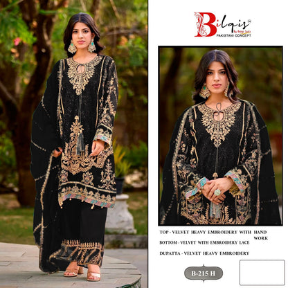 B 215 E To H Bilqis Velvet Suits Wholesaler India