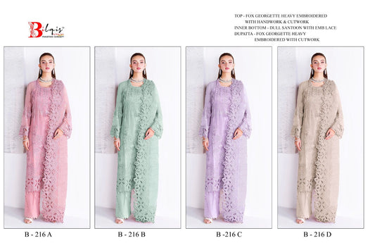 B 216 Bilqis Fox Georgette Pakistani Salwar Suits Manufacturer India