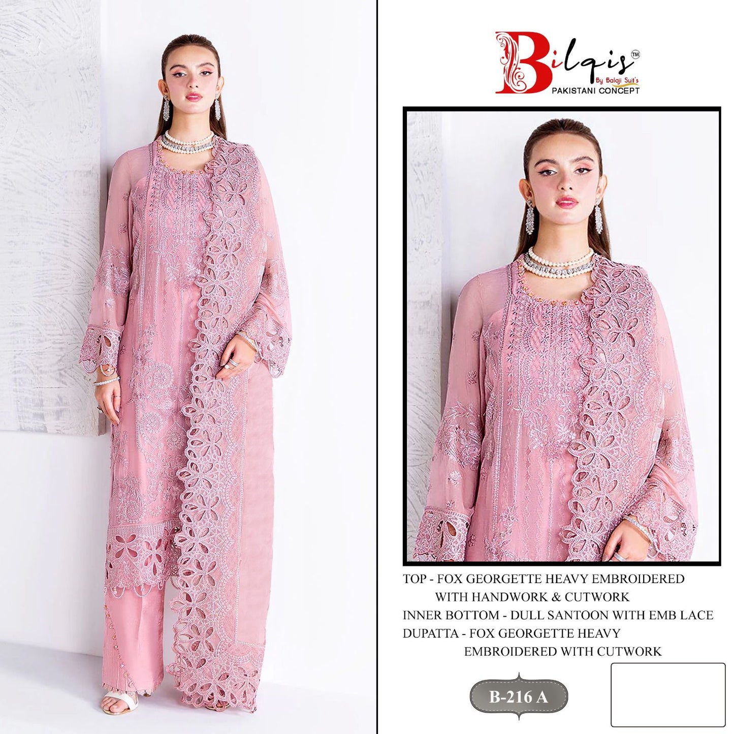 B 216 Bilqis Fox Georgette Pakistani Salwar Suits Manufacturer India
