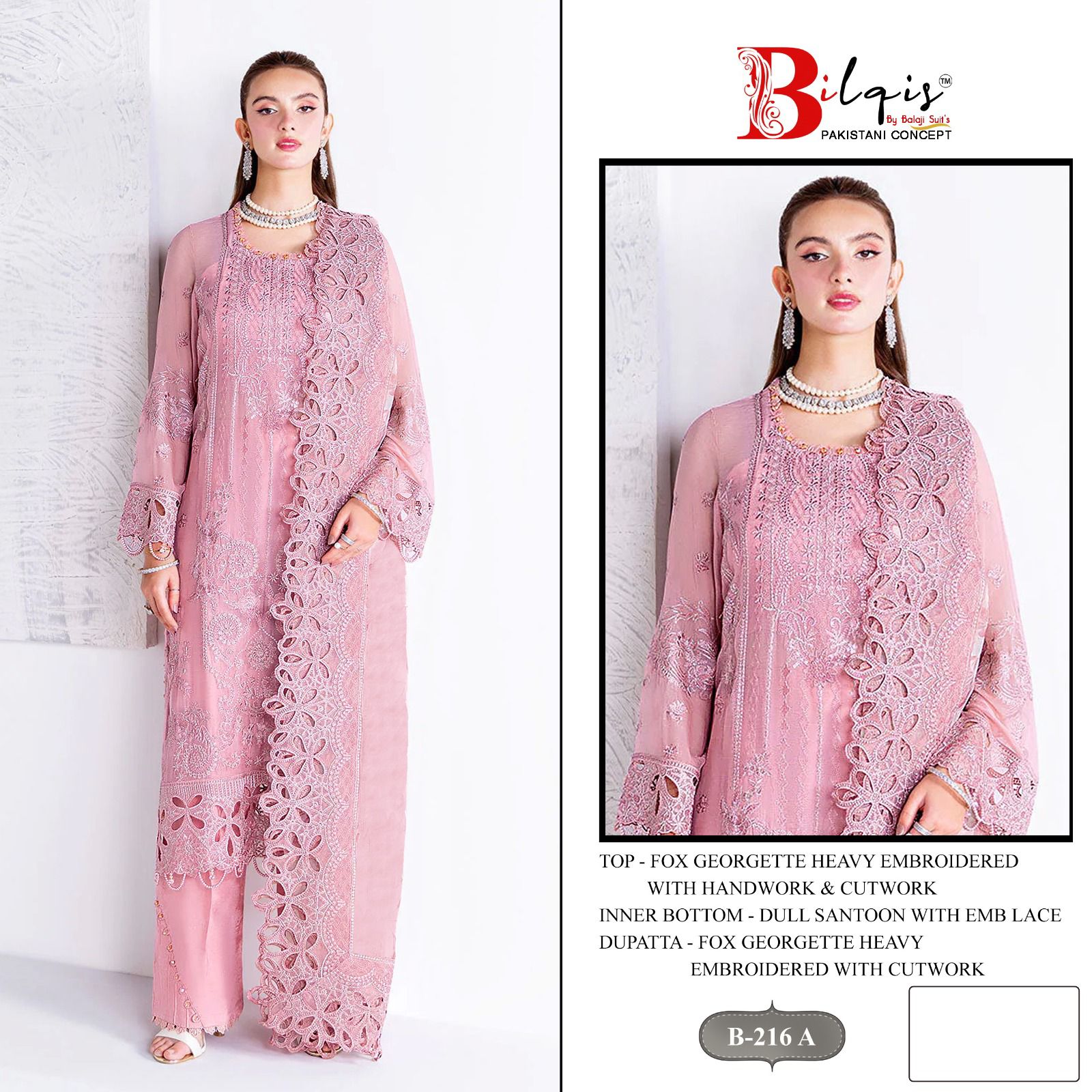 B 216 Bilqis Fox Georgette Pakistani Salwar Suits Manufacturer India
