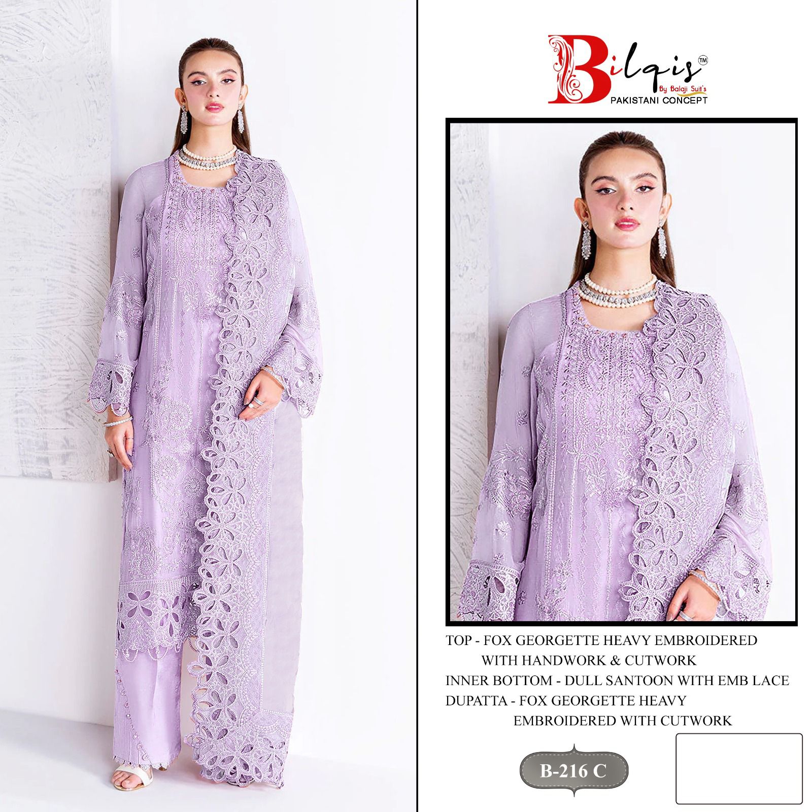 B 216 Bilqis Fox Georgette Pakistani Salwar Suits Manufacturer India