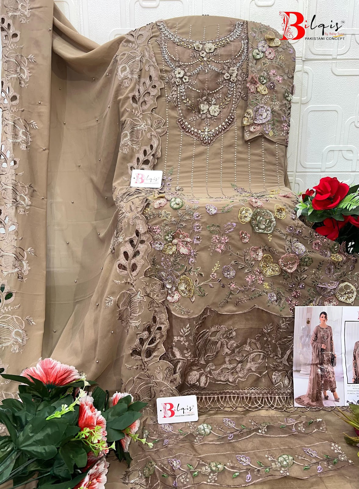 B 217 Bilqis Fox Georgette Pakistani Salwar Suits Exporter India