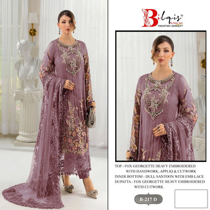 B 217 Bilqis Fox Georgette Pakistani Salwar Suits Exporter India