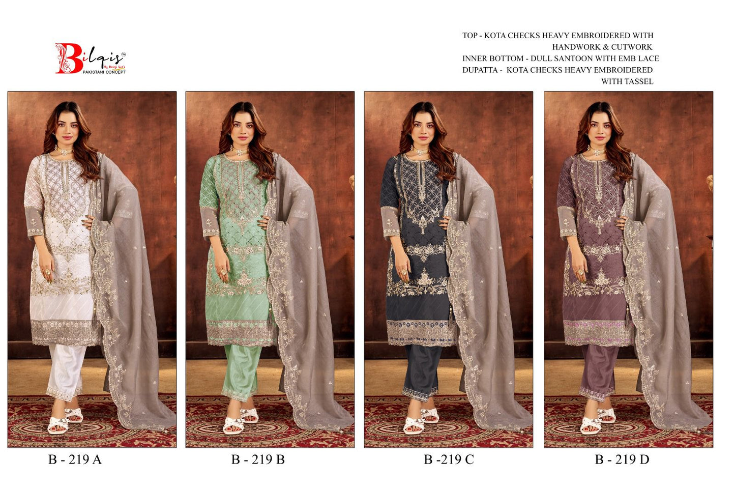 B 219 Bilqis Pakistani Salwar Suits Wholesaler Gujarat
