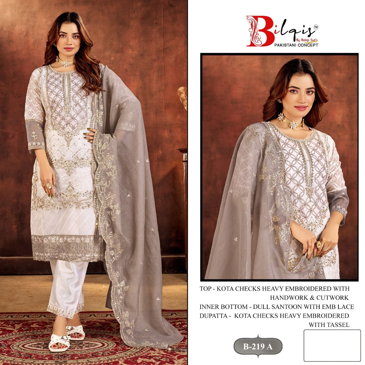B 219 Bilqis Pakistani Salwar Suits Wholesaler Gujarat