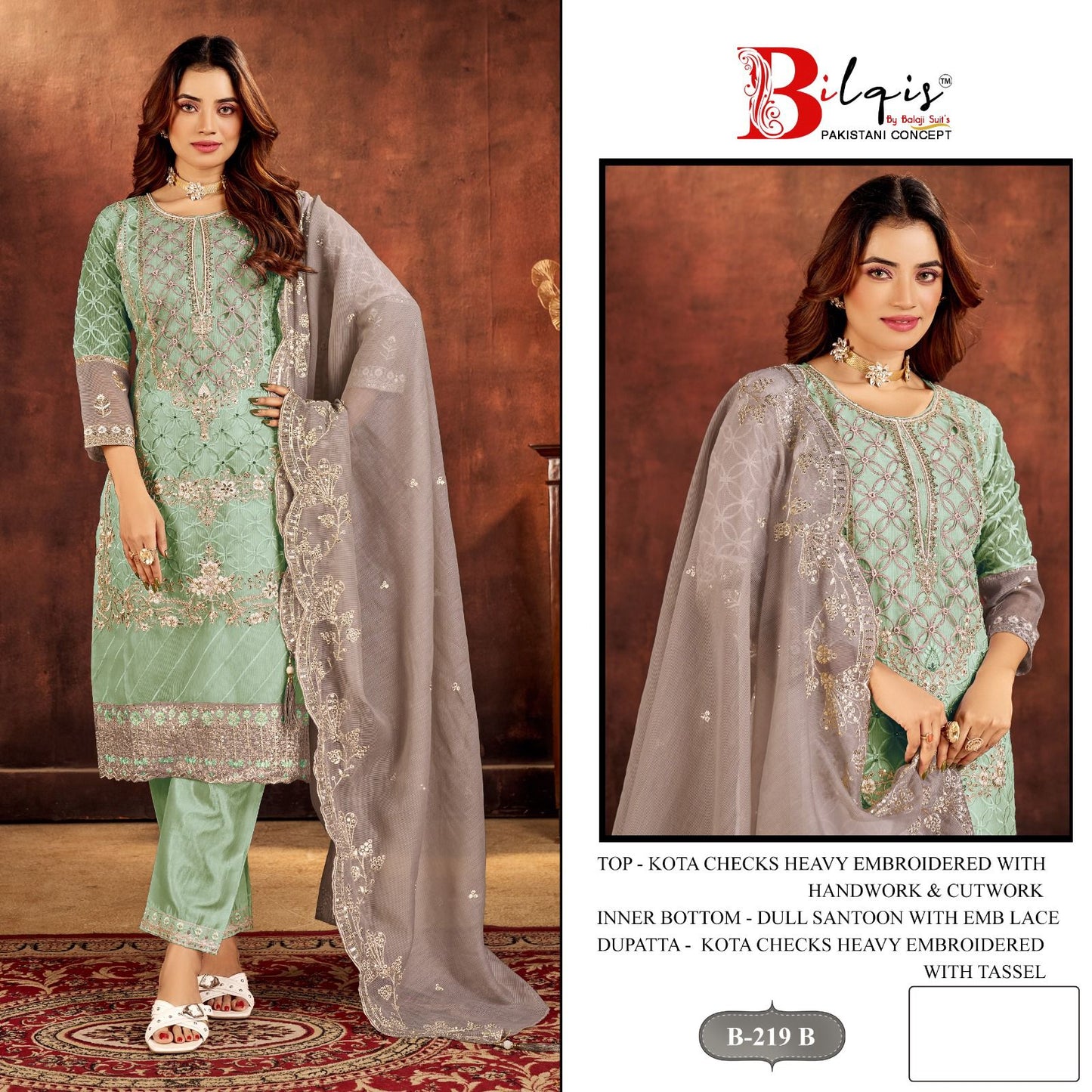 B 219 Bilqis Pakistani Salwar Suits Wholesaler Gujarat