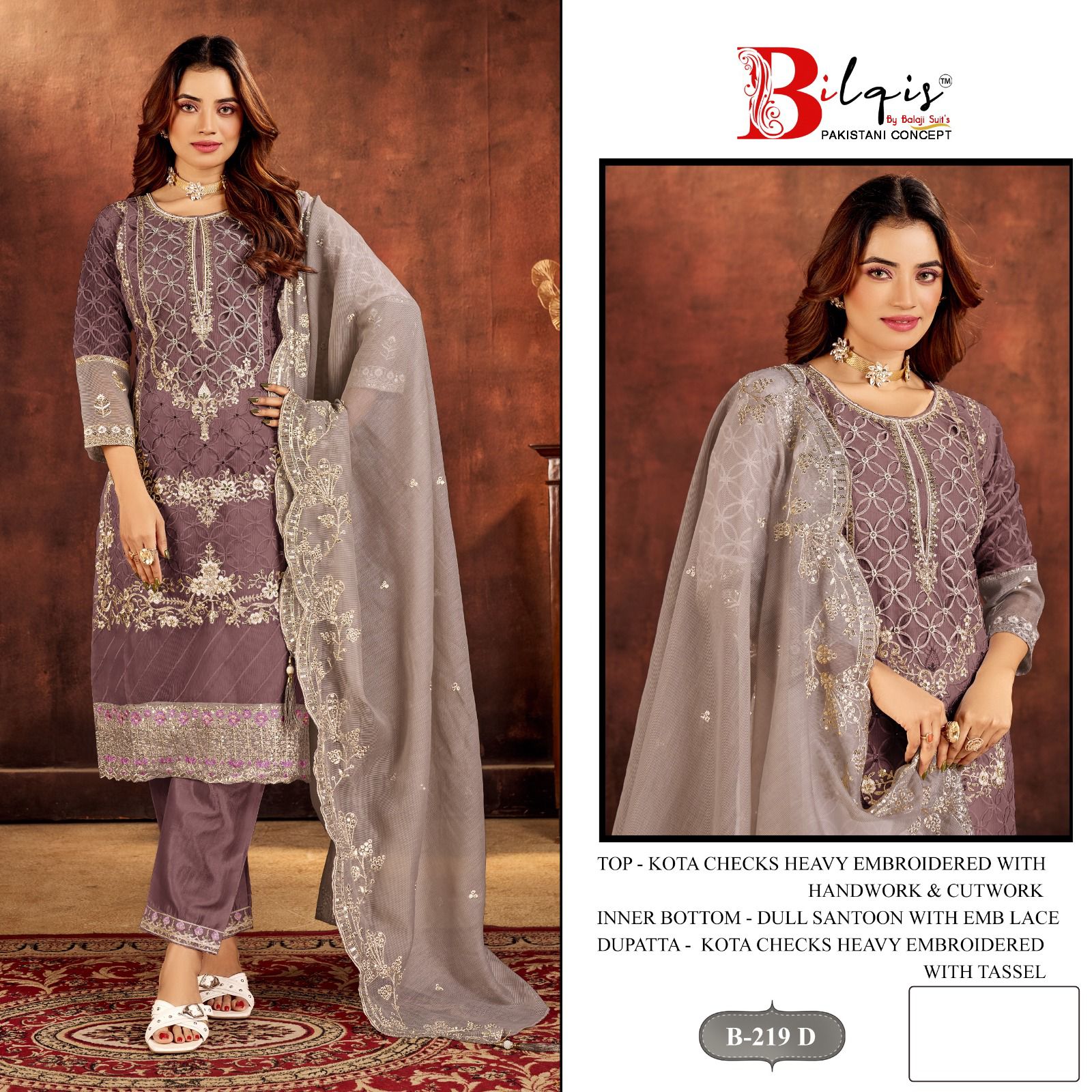 B 219 Bilqis Pakistani Salwar Suits Wholesaler Gujarat