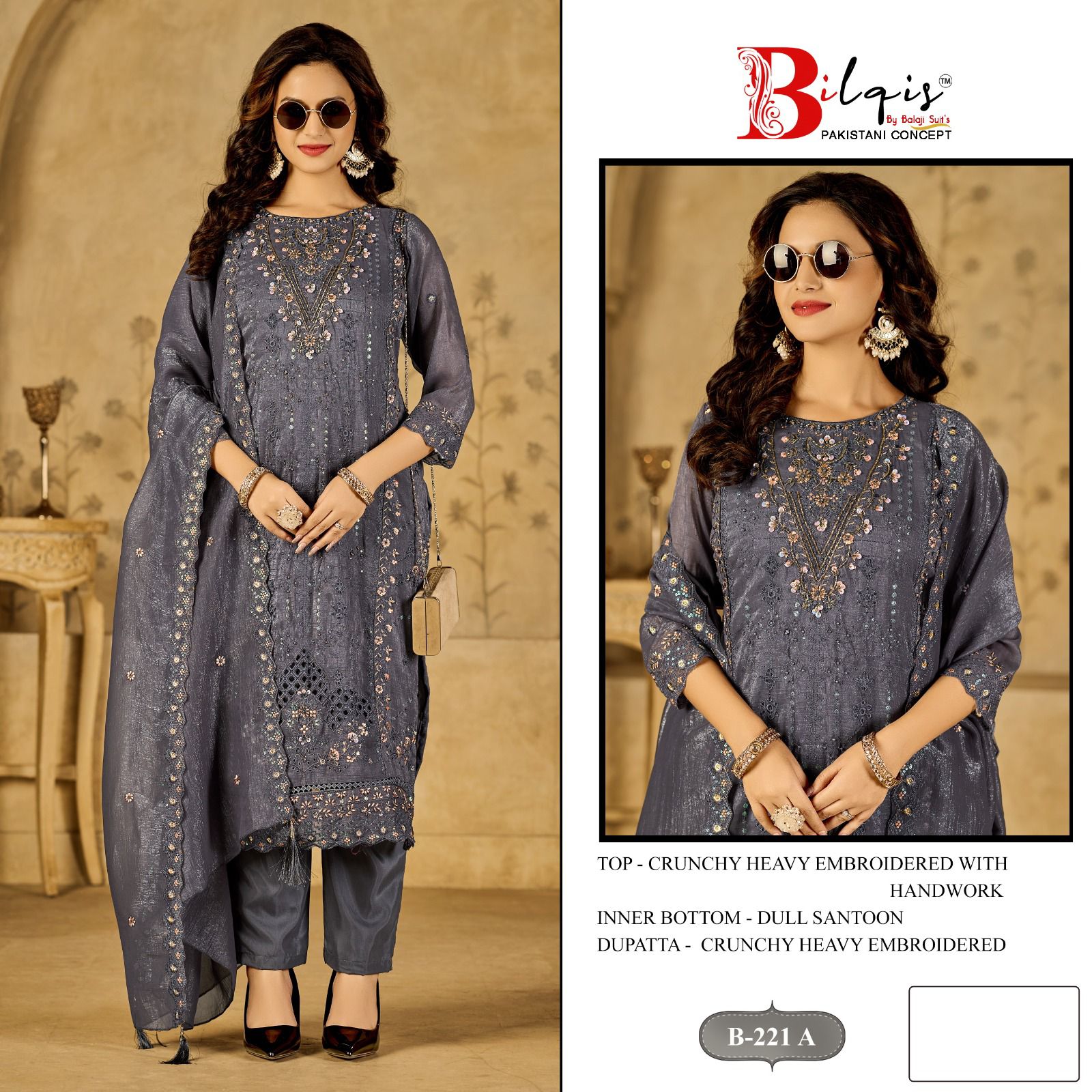 B 221 A To D Bilqis Pakistani Salwar Suits Wholesale Price