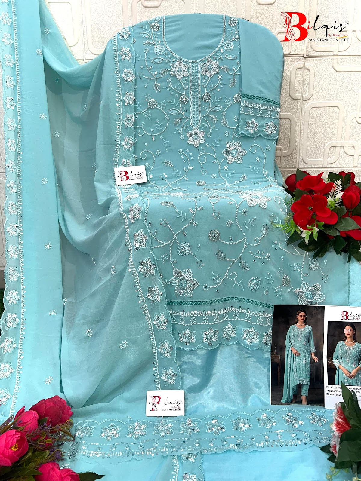 B 222 Bilqis Fox Georgette Pakistani Salwar Suits Manufacturer India