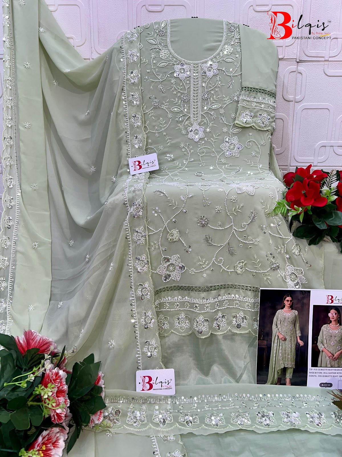 B 222 Bilqis Fox Georgette Pakistani Salwar Suits Manufacturer India