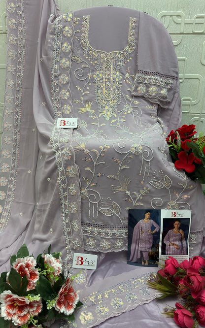 B 223 Bilqis Fox Georgette Pakistani Salwar Suits Wholesale Rate