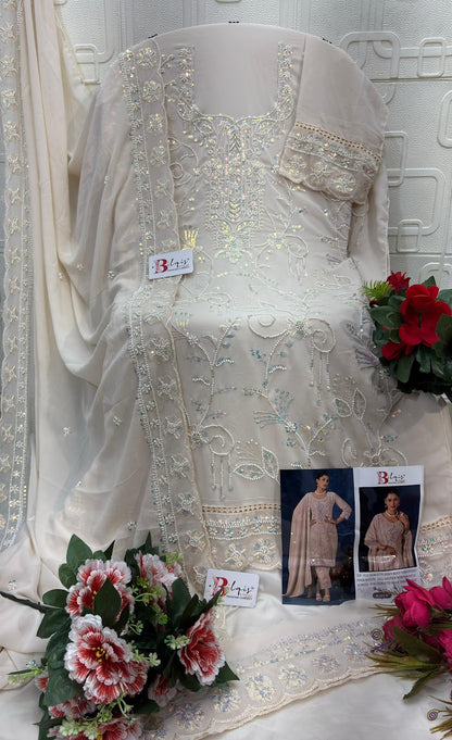 B 223 Bilqis Fox Georgette Pakistani Salwar Suits Wholesale Rate