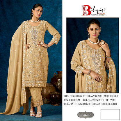 B 223 Bilqis Fox Georgette Pakistani Salwar Suits Wholesale Rate