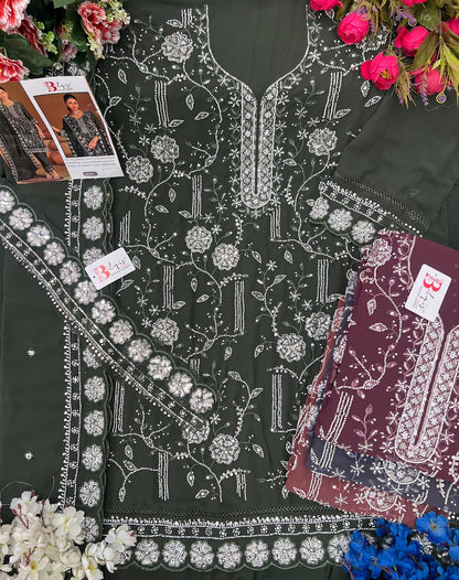 B 225 Bilqis Fox Georgette Pakistani Salwar Suits Supplier