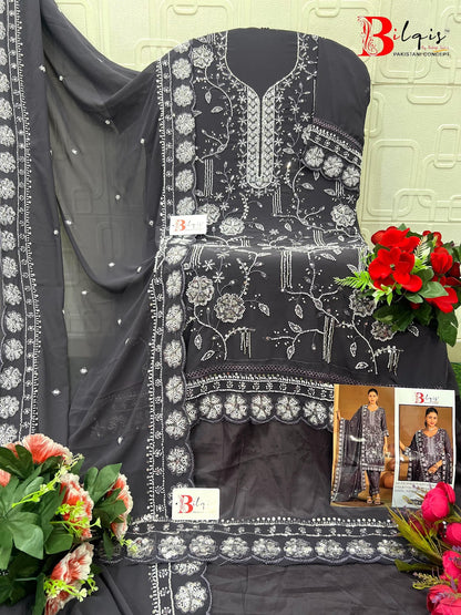 B 225 Bilqis Fox Georgette Pakistani Salwar Suits Supplier