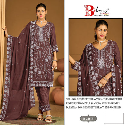 B 225 Bilqis Fox Georgette Pakistani Salwar Suits Supplier