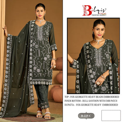 B 225 Bilqis Fox Georgette Pakistani Salwar Suits Supplier