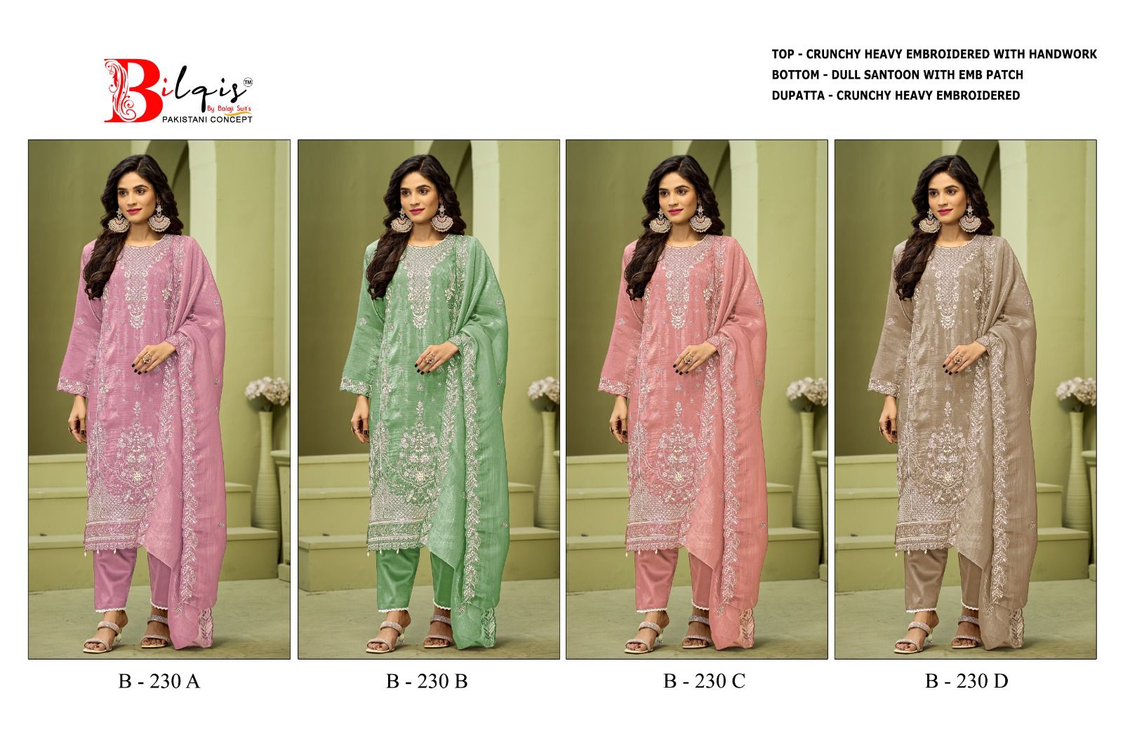B 230 Bilqis Pakistani Salwar Suits Wholesaler