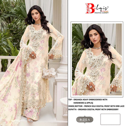 B 232 A To D Bilqis Organza Pakistani Salwar Suits Exporter Gujarat