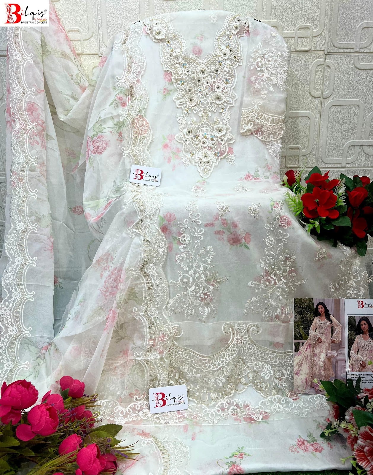 B 232 A To D Bilqis Organza Pakistani Salwar Suits Exporter Gujarat