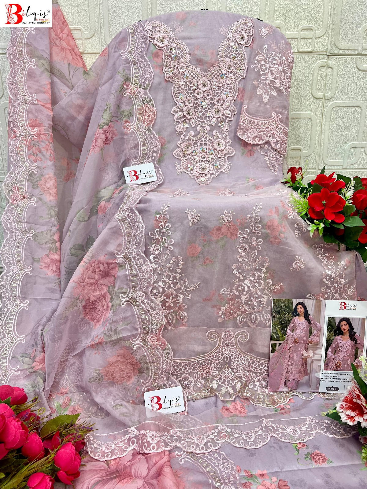 B 232 A To D Bilqis Organza Pakistani Salwar Suits Exporter Gujarat
