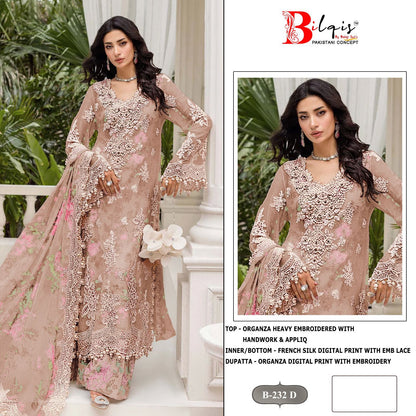 B 232 A To D Bilqis Organza Pakistani Salwar Suits Exporter Gujarat