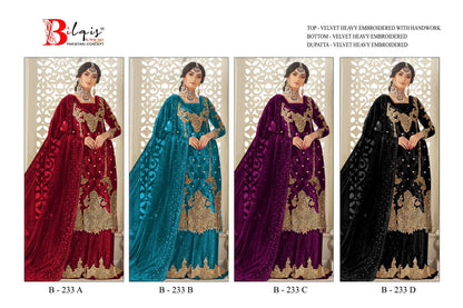 B 233 Bilqis Velvet Suits Wholesale Price