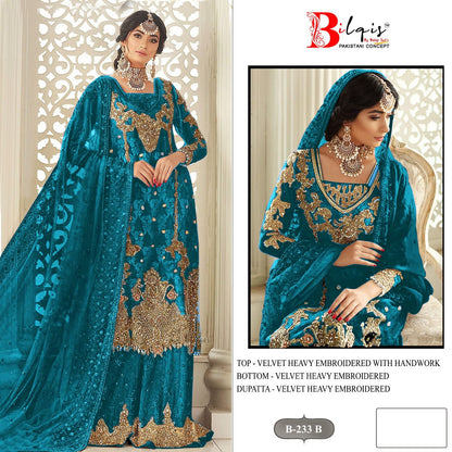 B 233 Bilqis Velvet Suits Wholesale Price