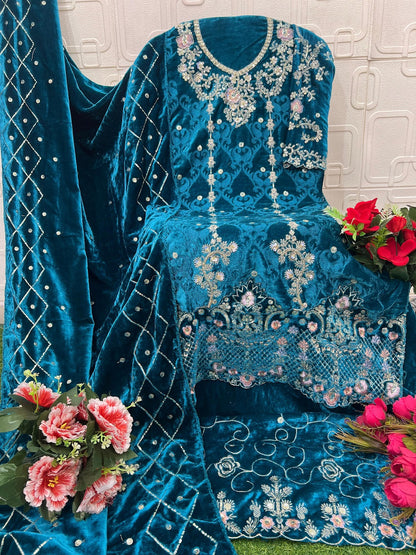 B 233 Bilqis Velvet Suits Wholesale Price