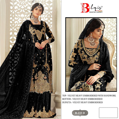 B 233 Bilqis Velvet Suits Wholesale Price