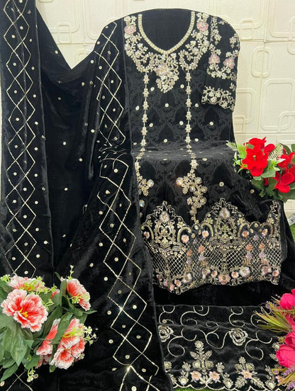 B 233 Bilqis Velvet Suits Wholesale Price