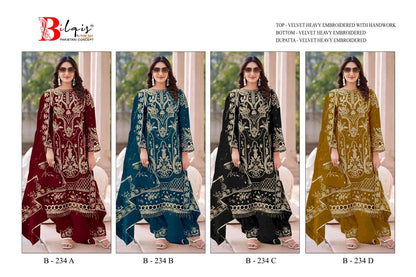 B 234 Bilqis Velvet Suits Wholesale