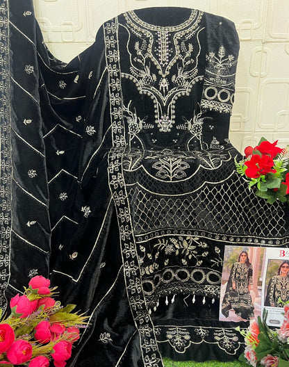 B 234 Bilqis Velvet Suits Wholesale
