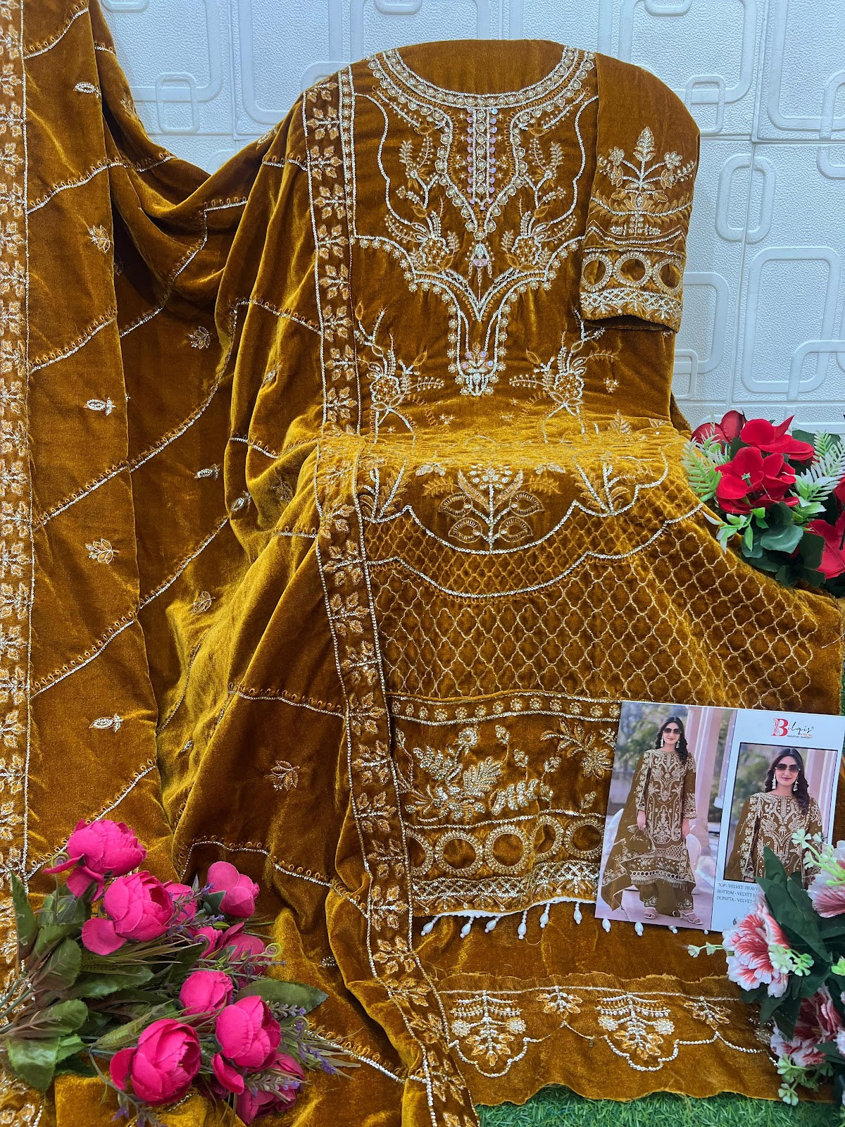 B 234 Bilqis Velvet Suits Wholesale