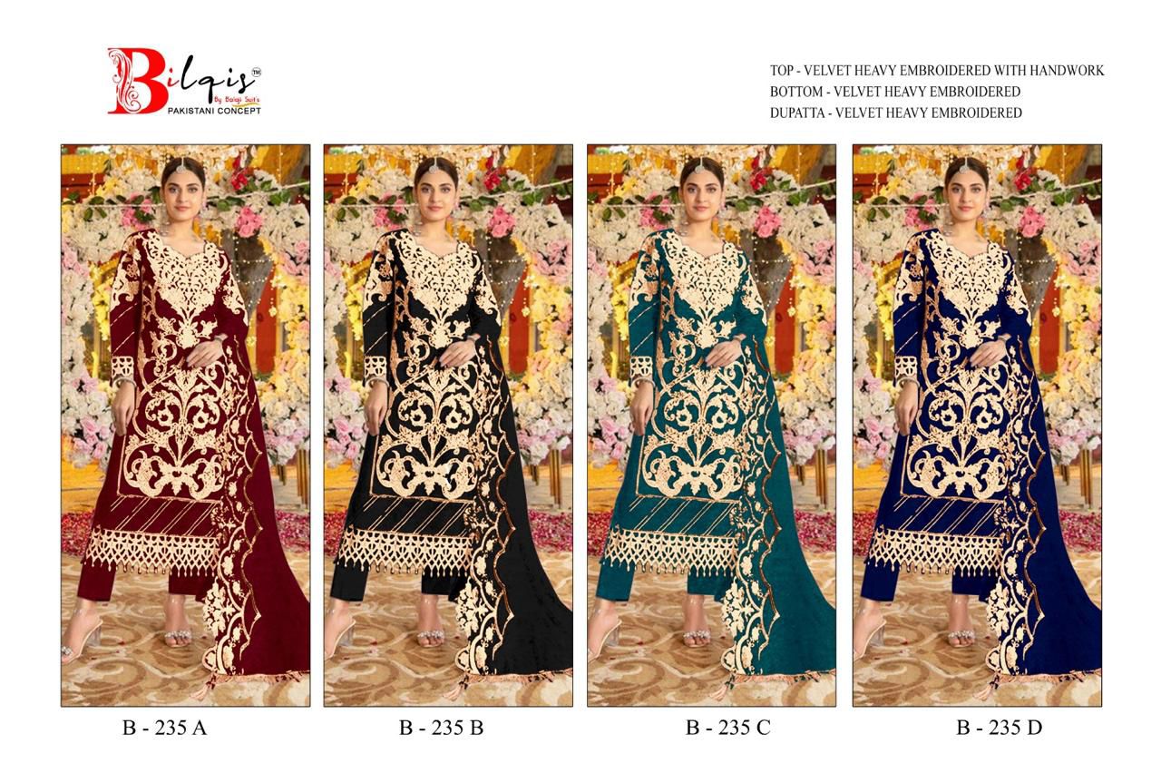 B 235 A To D Bilqis Velvet Suits Supplier Gujarat