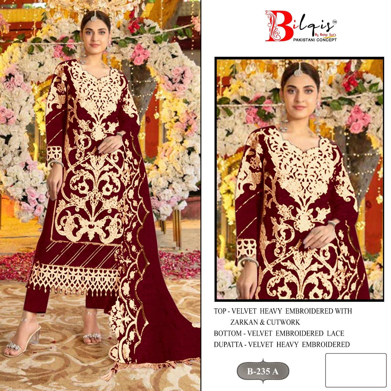B 235 A To D Bilqis Velvet Suits Supplier Gujarat