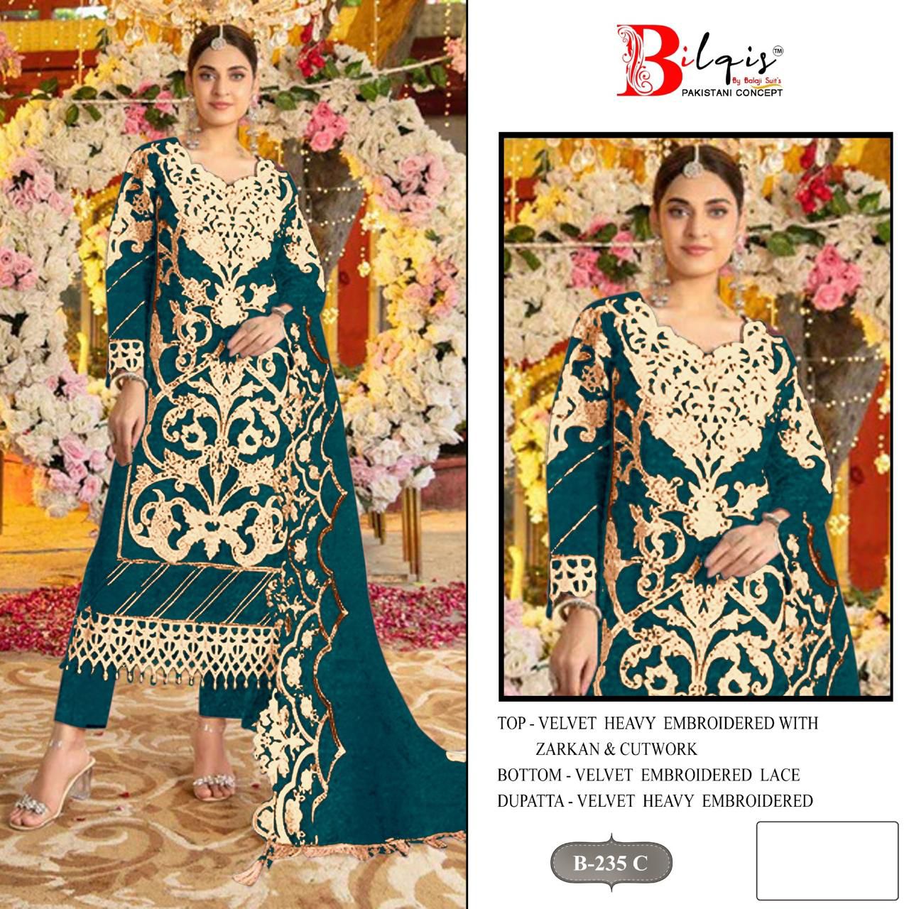 B 235 A To D Bilqis Velvet Suits Supplier Gujarat