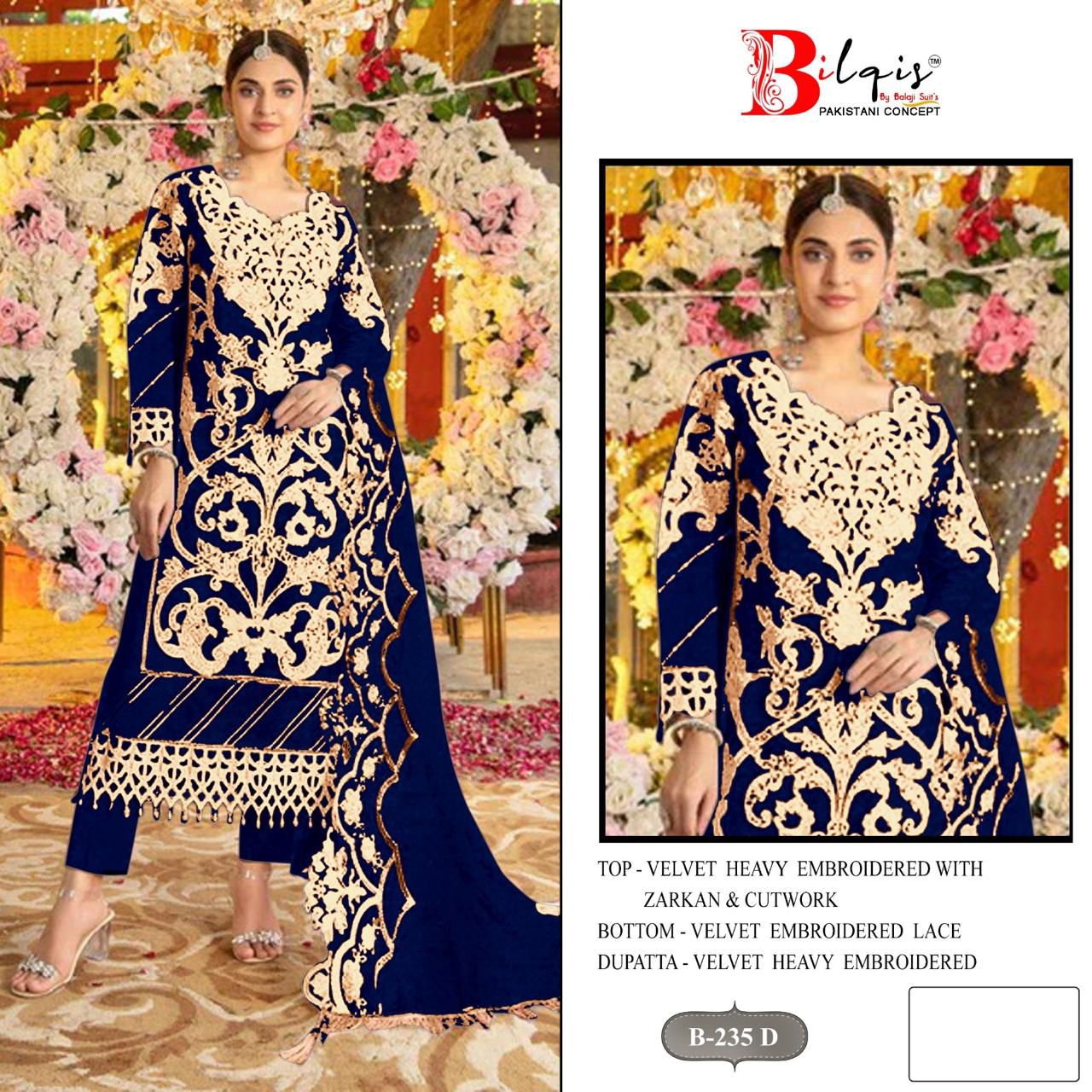 B 235 A To D Bilqis Velvet Suits Supplier Gujarat