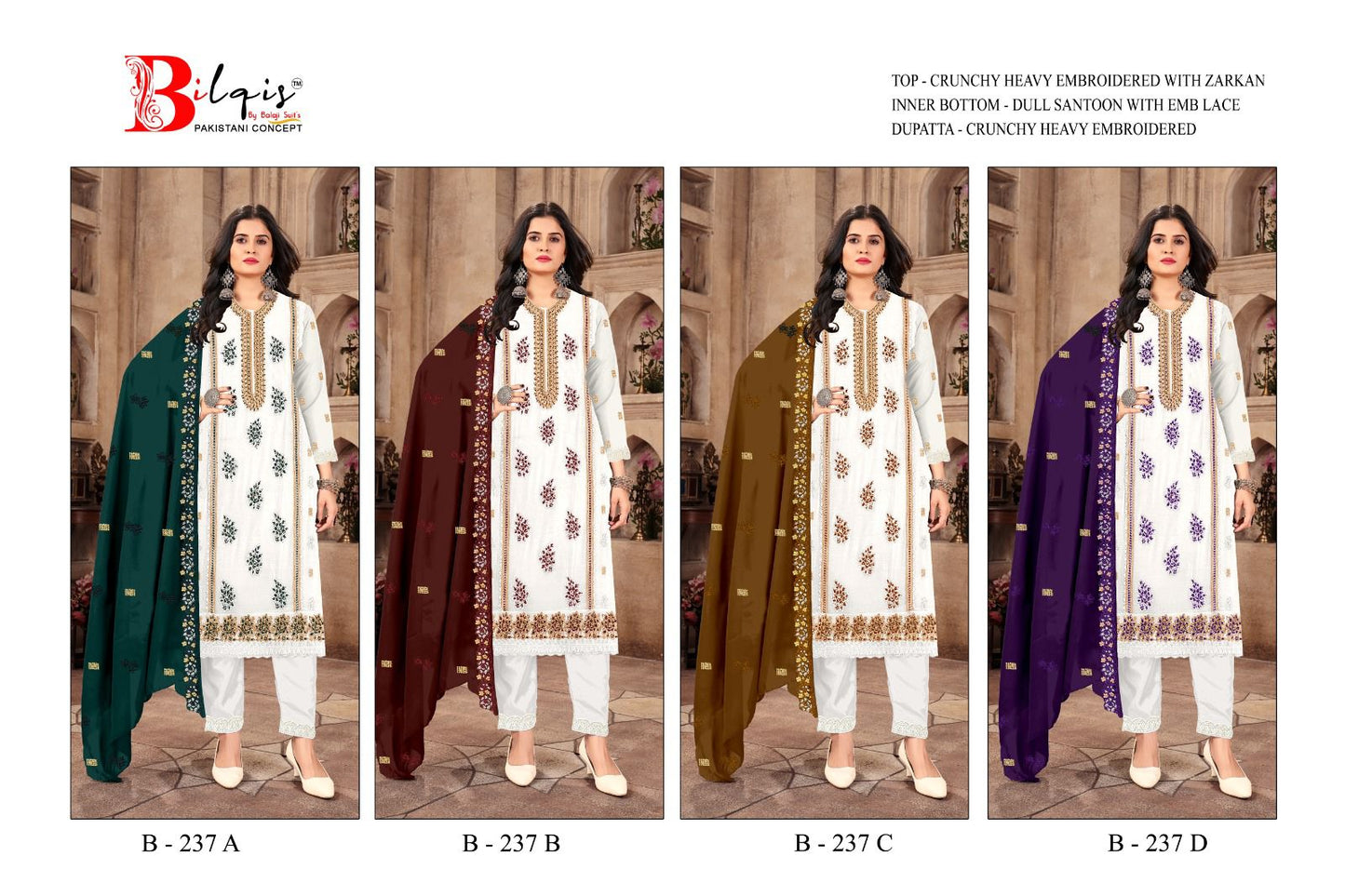 B 237 A To D Bilqis Pakistani Salwar Suits Wholesale Rate