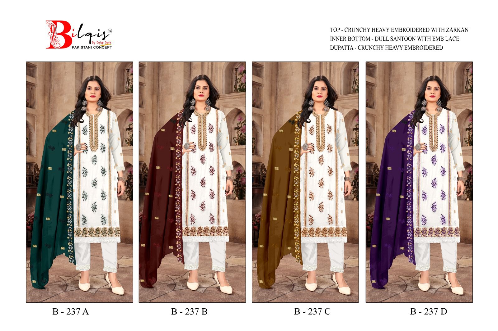 B 237 A To D Bilqis Pakistani Salwar Suits Wholesale Rate