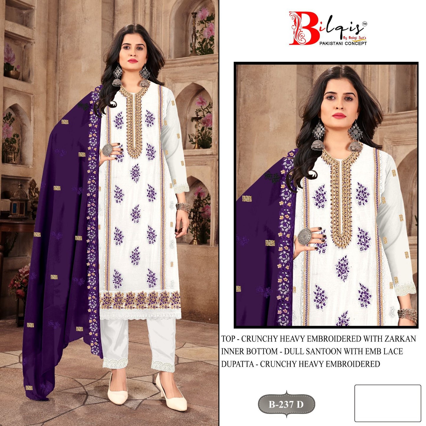 B 237 A To D Bilqis Pakistani Salwar Suits Wholesale Rate