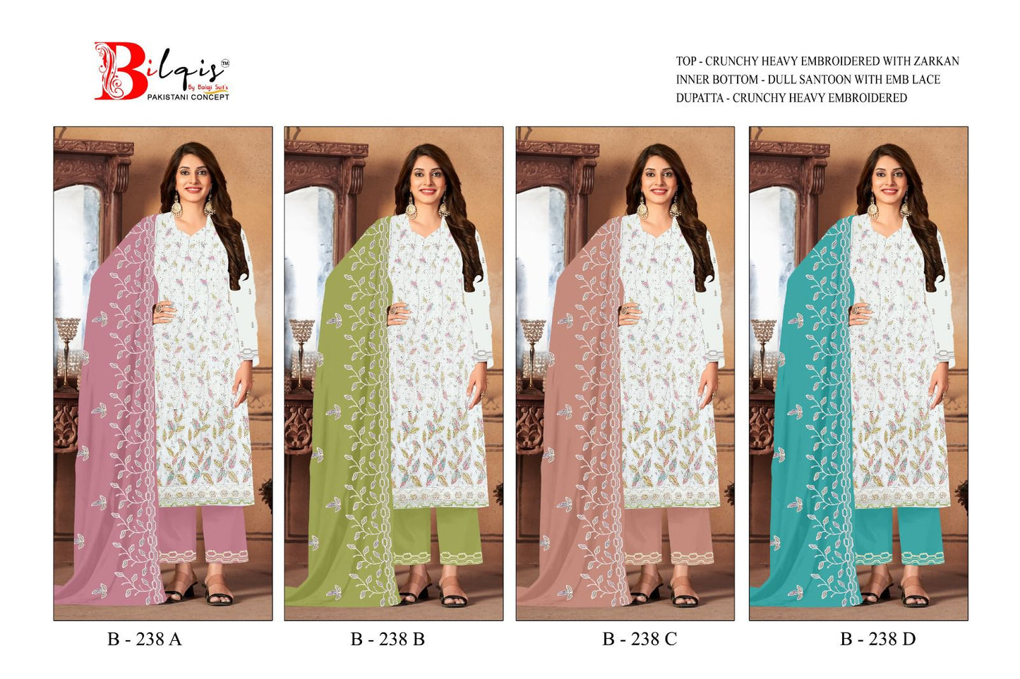 B 238 A To D Bilqis Pakistani Salwar Suits Manufacturer