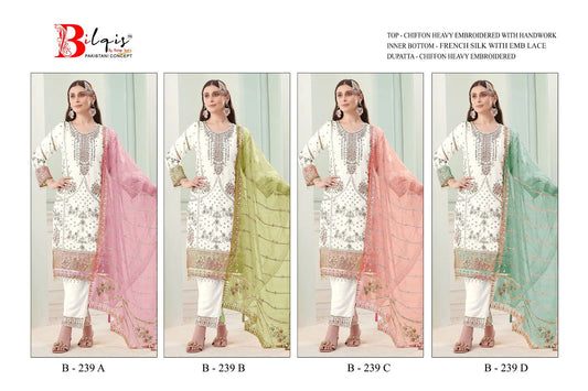 B 239 Bilqis Chiffon Pakistani Salwar Suits Exporter Gujarat